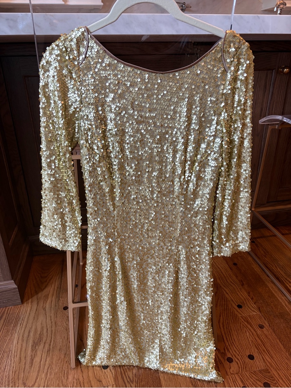 Marc New York Gold Sequin Long Sleeve Party Dress